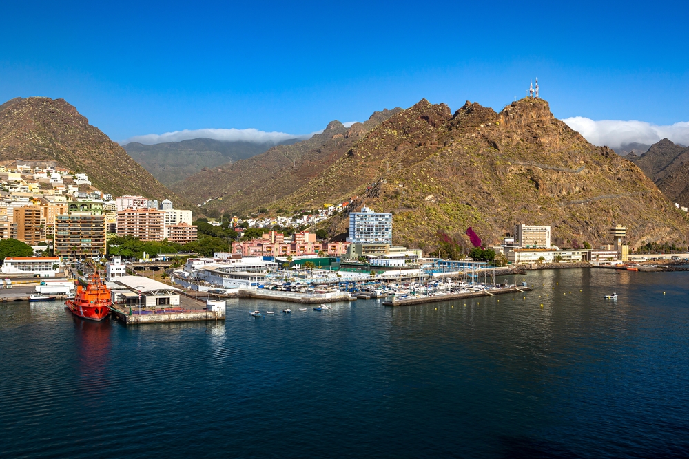 A luxury yacht owned by a global restaurant tycoon docked in Santa Cruz de Tenerife's harbour